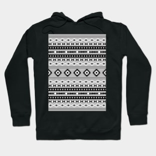 Aztec Black White Grey Mixed Motifs Pattern Hoodie